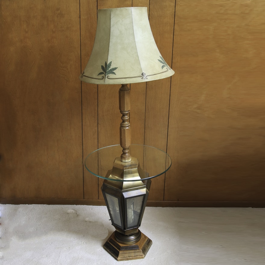 Floor Lamp With Glass Table and Lantern Base